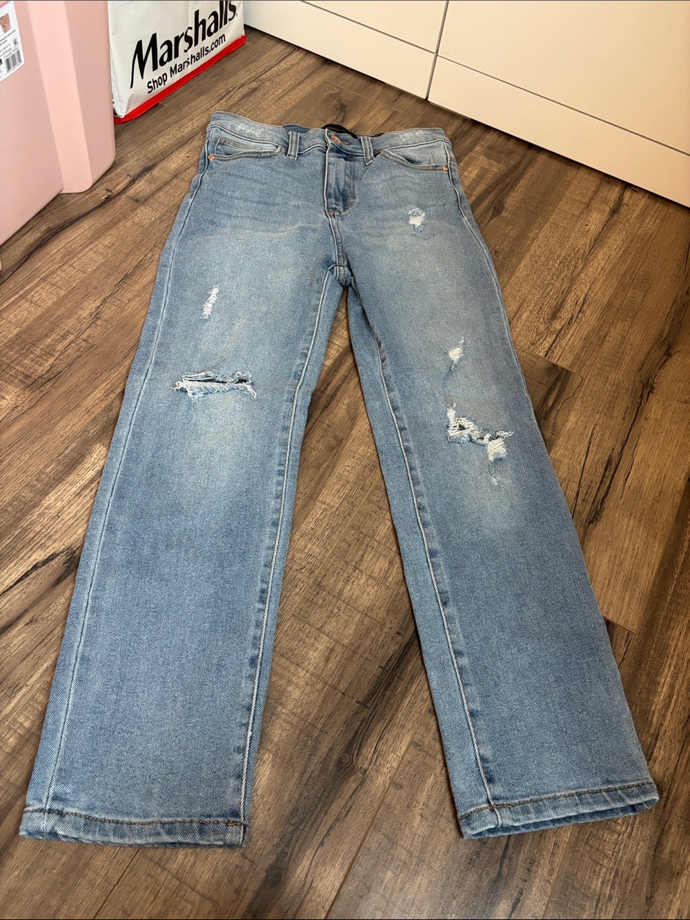 Kendall & Kylie Light Blue Straight Leg Distressed Jeans
